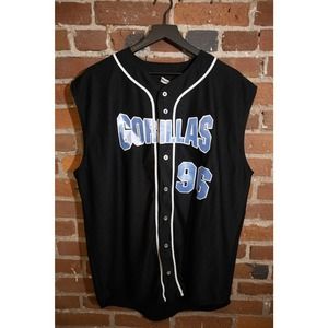 Gorillas Baseball Jersey #96 Mens Black Sleeveless Button Front T Shirt Size M